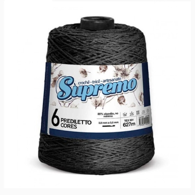 BARBANTE PREDILETTO Nº 6 600g - SUPREMO FIOS (05 PRETO)